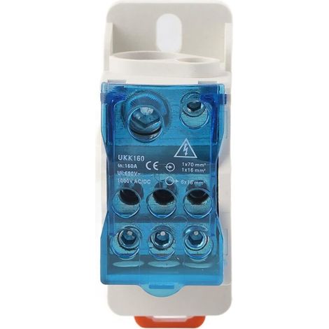 160A DIN Rail Terminal Block Distribution Box Transparent Dust Cover Electrical Wire Connector Universal Power Junction Box for Cabinets