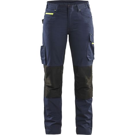 Pantalon de travail maintenance stretch femme 7195 - Marine foncé/Jaune fluo M - FR(40) - SE(C38) - Courtes