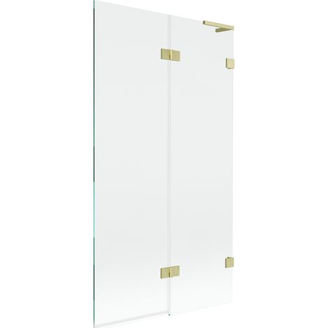 Mexen Lunar L mampara de baño de 2 hojas derecha 100 x 150 cm, transparente, dorado cepillado - 897L-100-100-55-00-P (1/5)