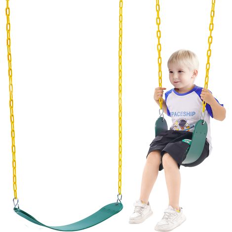 VEVOR Sedile Altalena 2 Pezzi, Catene Lunghezza 168cm Rivestite Moschettoni, Supporta Altalene 136 kg, Sostituzione per Altalena da Esterno, Accessori Altalena per Bambini, Esterno Interno, Verde