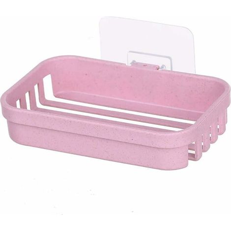 Porte Savon, Distributeur De Savon De Drainage Mural Non Marquant, Peut Garder Le Savon Sec Et Facile à Nettoyer, Utilisé dans Les Douches, Les Salles De Bain (Rose)-Ensoleillé (1/5)