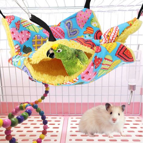 Petit hamster, hamac double couche chaud pour l'hiver, cage avec crochets (Cœur pêche (20x20cm)) (1/5)