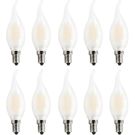 10 Pack Ampoules LED E14 Filament Vintage Edison,4W Equivalent 40W,Blanc Chaud 2700K,400LM,CRI 80,AC 220V-240V,Verre Givré (1/5)