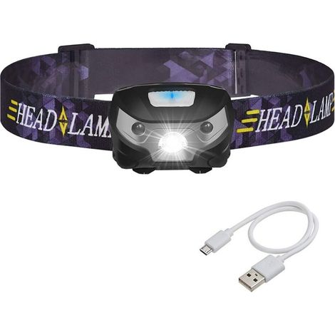 Lampe frontale, USB, noire (1/5)