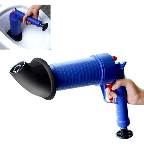 Kit de limpieza de desagües con aire a alta presión con 4 adaptadores (5 cm, 6 cm, 11,5 cm, 20,5 cm) para inodoro, baño y lavabo. (1/5)