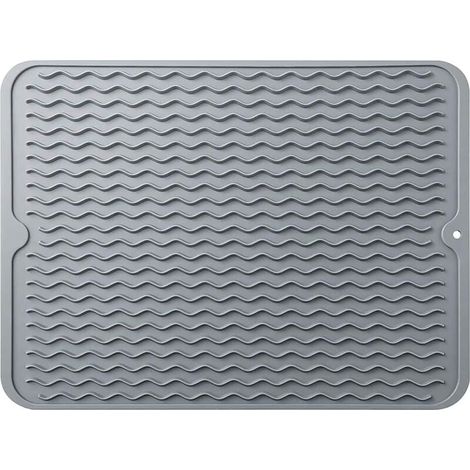 Tapis de Séchage Vaisselle en SiliCône, Organisateur d'évier, Support pour évier de Cuisine, Résistant à la Chaleur et Antidérapant, Tapis égouttoir en SiliCône, Gris (1/5)
