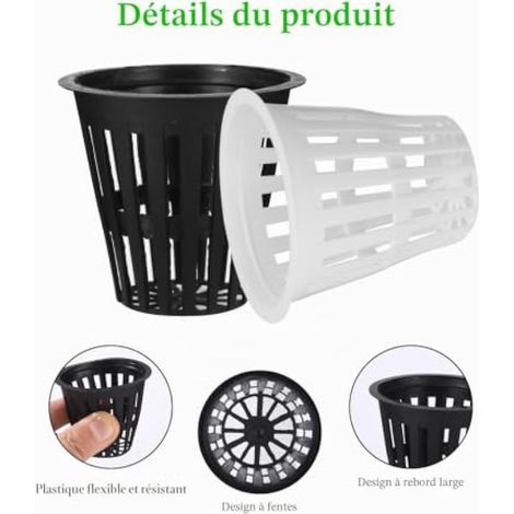 60 pots de culture hydroponique, filet hydroponique en plastique (1/3)