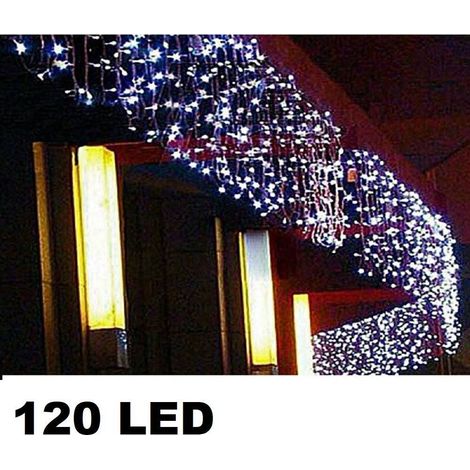 Trade Shop - Weihnachtslichtervorhang LED Außenbeleuchtung 120 LED 3 m x 0,75 cm Kaltweiß - (1/2)