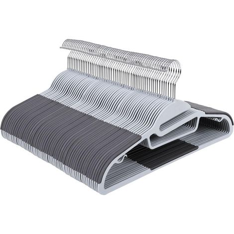 Set di 50 grucce in plastica strisce antiscivolo gancio girevole a 360° per giacche camicie sciarpe lunghezza 41,5 cm grigio 120003455