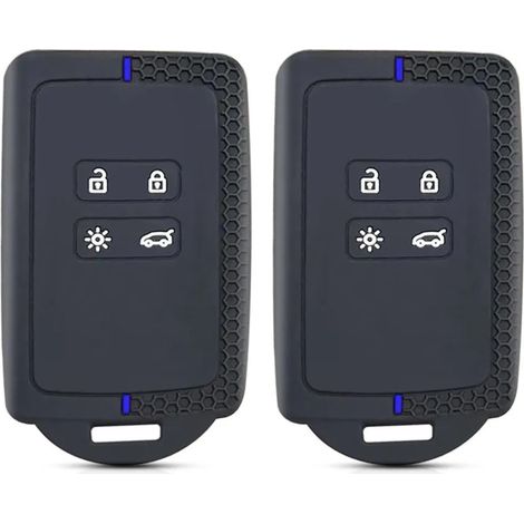 2PCS Coque de clé,Silicone,Renault,4 boutons,Antichoc,Véhicules compatibles (1/5)