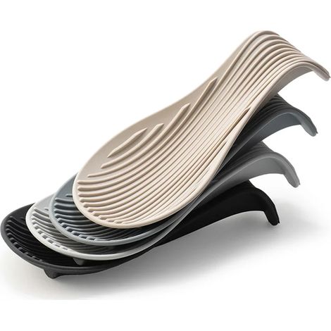 Ensemble de 4 pièces : support à cuillère en silicone, résistant à la chaleur, accessoires de cuisine. (1/5)