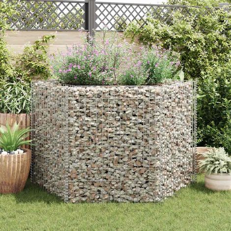 Lit surélevé à gabion-Jardinière en cage à pierre-Jardinière à gabion hexagonale 160x140x100 cm (1/5)