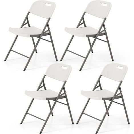 Sedie pieghevoli plastica struttura metallica maniglia impilabili interno esterno Bianco (1/4)