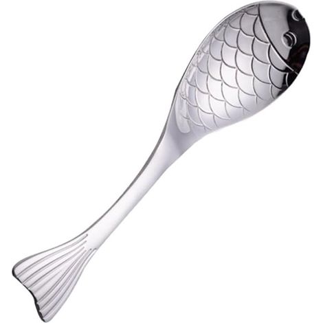 Set mit 3 großen Suppenlöffeln, fischförmige Suppenlöffel aus Edelstahl, lebensmittelecht, klein + mittel + groß (1/5)