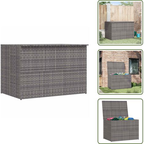 Garden-Auflagenbox Grau 150x100x100 cm Poly Rattan - Gartenbox - Outdoor Möbel - Gartenaufbewahrung - Rattan Gartenmöbel - Wetterfestes Material