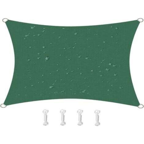 m x 2 m wasserdichtes Sonnensegel mit 95 % UV-Schutz, Oxford-Gewebe, für Terrasse, Balkon, Rasen, Garten, Partys, Outdoor-Aktivitäten (Dunkelgrün)