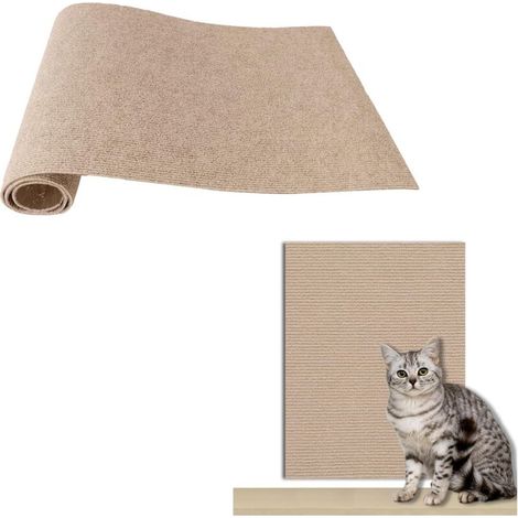 1 Pezzi Tapis Griffoir pour Chat Auto-Adhésif Gris, 200 cm x 40 cm,Tapis Griffoir pour Chat,Griffoir à Faire Soi-Même,per Parete e Angolo (Kaki) (1/5)