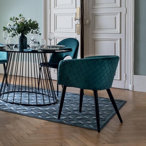 Fauteuil déco en velours "Marlo" Atmosphera - Bleu canard - Bleu canard - (1/2)