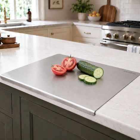 Planche à Découper Inox 304 avec Rebord,pour Pétrir,50 x 39 cm