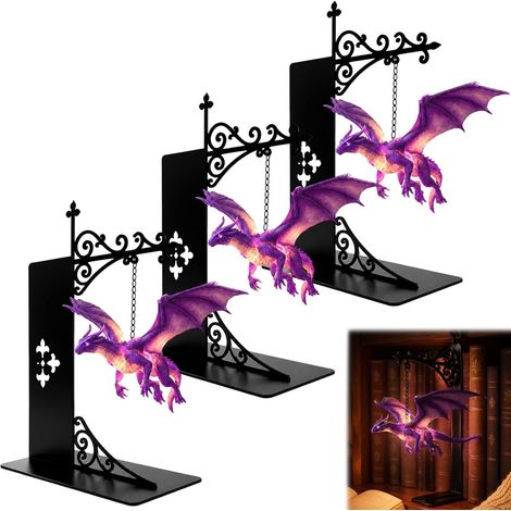 3-Pack Lampes Dragon de Bibliothèque, LED à Lumière Chaude, Effet Flottant, Veilleuse Magique pour Coin Lecture (1/5)