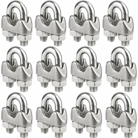Lot de 12 Serre-câbles étrie en Acier Inoxydable pour Câble Métallique de 4mm Diamètre（M4） (1/4)