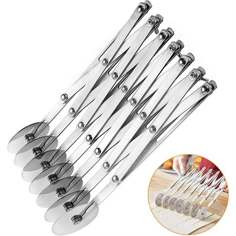 Couteau Roulette Pizza avec Roues 7 Réglables, Trancheuse Patisserie Extensible, Coupe-Pâte Acier Inoxydable Gagnez Temps, Diviseur Multi-Ronds pour Cuisson, Art Gâteaus, Gaufres, Crêpes et Biscuits (1/5)