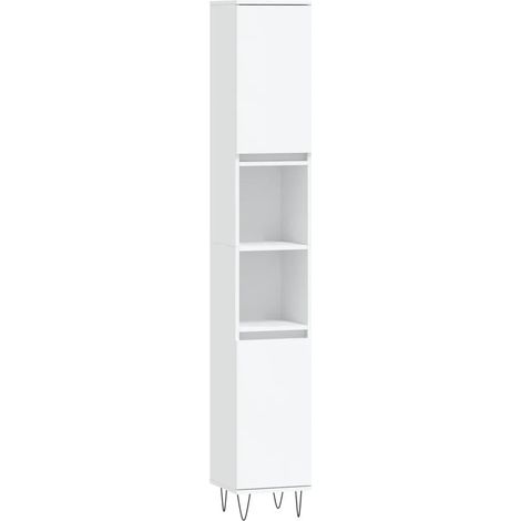 Mobiletto da bagno 30 x 30 x 190 cm spazio contenitivo flessibile stile industriale legno bianco 020048988