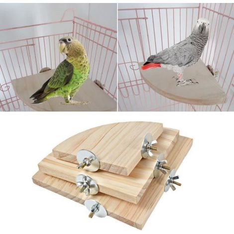 3pcs Perchoir, Bois, 10cm 12cm 15cm, Support Plate-forme, Oiseau Hamster, Cage (1/4)