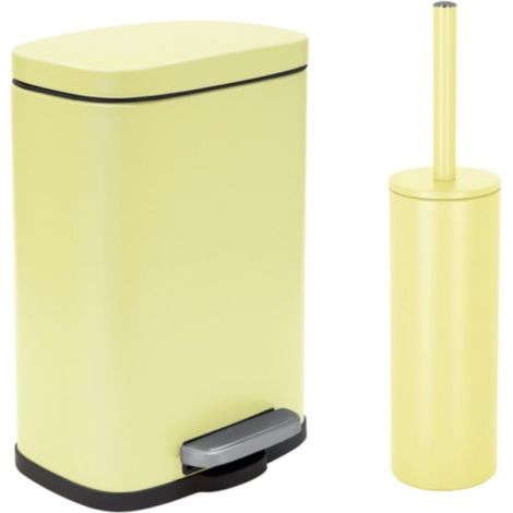 Papelera con pedal y escobilla 5L AKIRA Amarillo Mate Spirella