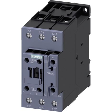 Contacteur Siemens série Size S2, 3RT2, 3 pôles , 3NO, 51 A, 24 V c.a., 22 kW ( Prix pour 1 )