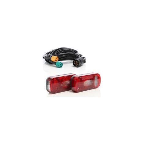 2-piece rear light kit AND 5m 7-pin cable with 2 x 5-pin connectors – 220 x 100 x 57 mm – Type 1 connector – Trailer lighting with license plate light – Road safety (1/5)