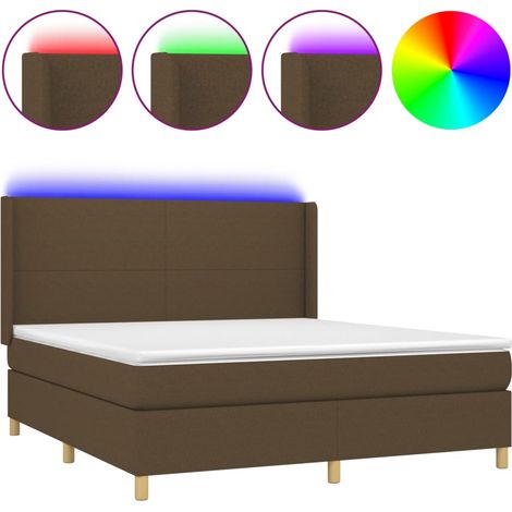 Maison Exclusive - Sommier à lattes de lit matelas et LED Marron foncé 160x200 cm (1/5)