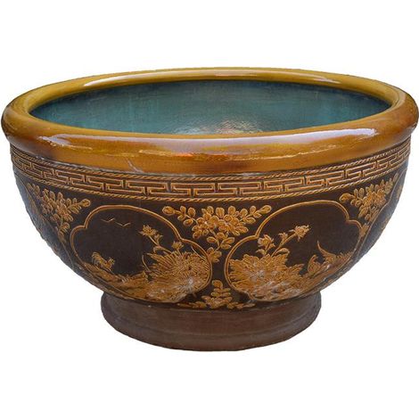 Vasca rotonda in gres smaltato per giardino Zen (Mizubachi) 105x105x62 cm - JT002a (1/4)
