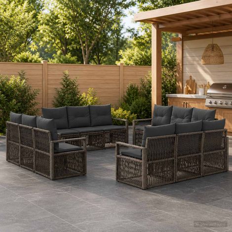 Set Divano da Giardino 12 pcs Grigio polyrattan vidaXL (1/5)