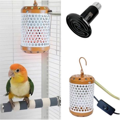 Chauffage pour cage à oiseaux - Chauffage pour perroquet - Orange - Bouton-poussoir - Ampoule 50 W incluse - Lampe chauffante en (1/5)