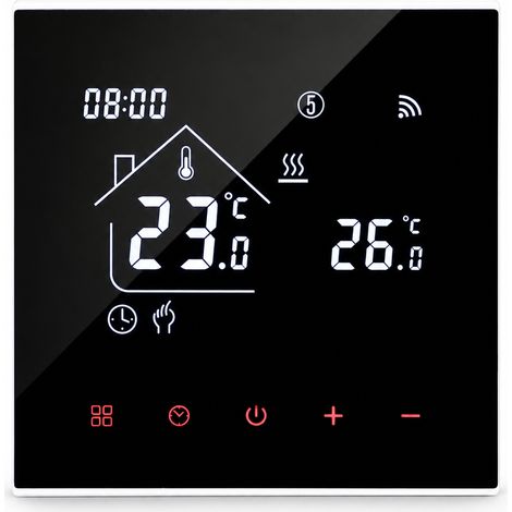 Thermostat Zigbee pour chauffage au sol électrique, 16 A, noir, contrôle à distance via l’application Tuya, version GB (1/5)