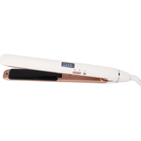 Fer à friser et lisser à chauffe rapide avec écran LCD numérique, outil de coiffure blanc, prise US 110-240 V (1/5)