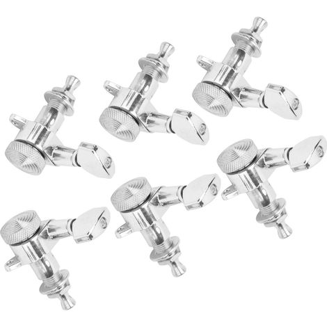 6 pièces mécaniques de guitare électrique argentées, 3 pour gauchers et 3 pour droitiers, clés de réglage de cordes verrouillables (1/5)