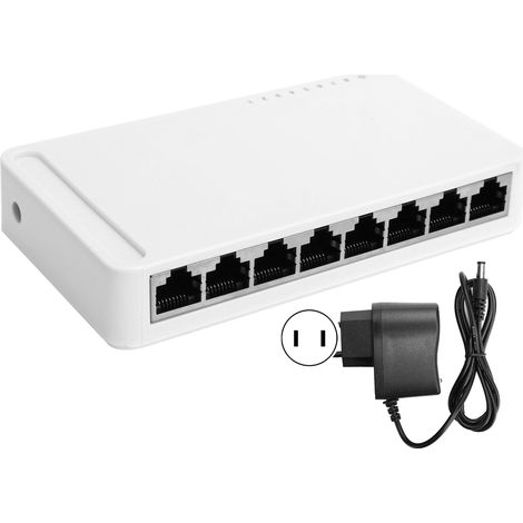 Commutateur réseau Gigabit à 8 ports RJ45 10/100/1000Mbps, adaptateur Ethernet 100-240V avec prise américaine (1/5)