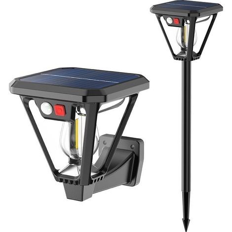 2 Lampes solaires jardin LED avec détecteur de mouvement, éclairage extérieur pelouse allée terrasse automatique pour décoration paysagère (1/5)