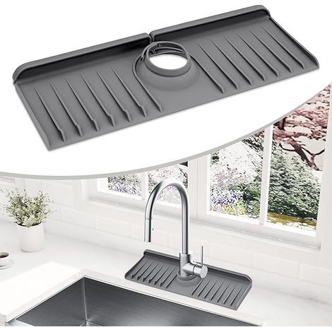 Lntyq Coussinet de robinet en silicone gris pour évier de cuisine (1/5)