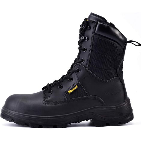 Scarpe antinfortunistiche militari da uomo e da donna, H-9438, scarpe da ginnastica alte, leggere e comode, stivali da lavoro resistenti per l'edilizia, puntale in acciaio S3, nere, taglia EU 43.5 (1/5)