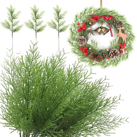 40pcs Branche De Sapin Artificiel,Branche Sapin Decorative Noel,Verdure Branches De Pin Artificielles De Noël Branche De Gui pour De Bricolage Artisanat à La Maison De Guirlande De Noël (1/5)