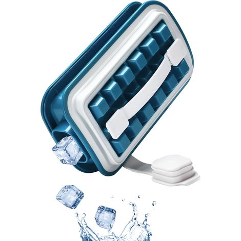 Bac à glaçons bouteille avec couvercle - Machine à glaçons en plastique - Moule à glaçons brise-glace - Bac à glaçons compact pour petits congélateurs - Bac à glaçons anti-déversement pour des glaçons (1/5)