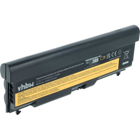 vhbw Akku Ersatz für Lenovo FRU 42T4797, FRU 42T4799, FRU 42T4819, FRU 42T4803, FRU 42T4817, FRU 42T4801 für Notebook (6600 mAh, 10,8 V, Li-Ion) (1/5)