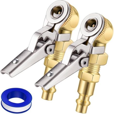 Lot de 2 mandrins pneumatiques à bille fermés – Clip verrouillable – Alliage métallique robuste – Prise rapide 1/4' pour compresseur d'air (1/5)