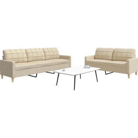 2-tlg. Sofagarnitur Creme Stoff