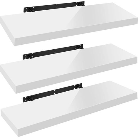 Lot de 3 Étagère Murale WOLTU, Tablette Murale, Étagère à Livres, Panneau de Bois, 90x22, 9x3, 8cm, Blanc, RG9481ws-3