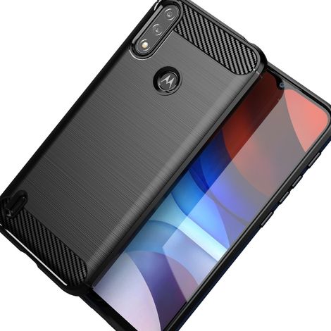 Custodia flessibile in carbonio per Motorola Moto E7i Power, colore nero (1/5)