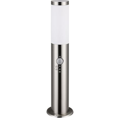 Deuba – Lampadaire d'extérieur en acier inoxydable argent – Résistant à l'humidité IP44 – Détecteur de mouvement 120° – Dimensions 500x76mm